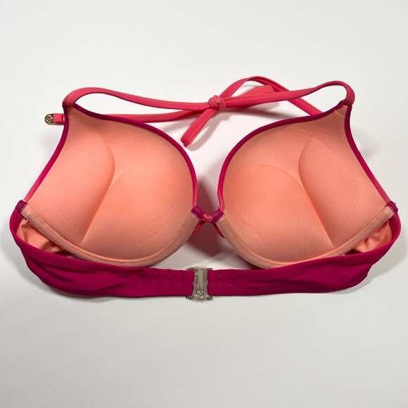 Victoria Secret 38D Bombshell Push Up Bikini Top Add 2 Cups Sunrise Ombre Orange - Picture 4 of 7